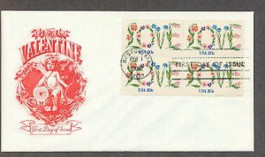 Love in Flowers 1982 Postage Stamp, Be My Valentine Cupid, First Issue USPS USA!