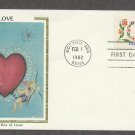 Love in Flowers Stamp, USPS, Heart, Cupid, Silk First Issue USA!