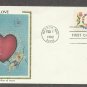 Love in Flowers Stamp, USPS, Heart, Cupid, Silk First Issue USA!