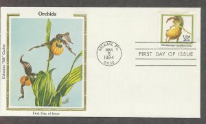 Native American Orchids, Yellow Lady's Slipper, Cypripedium calceolus Silk First Issue USA!