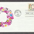 Love in Flowers 1982 Postage Stamp, Valentine Wreath Design, First Issue USPS USA!