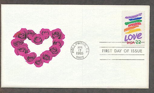 Love 1985 Postage Stamp Valentine Heart Of Roses Design First Issue Usps Usa