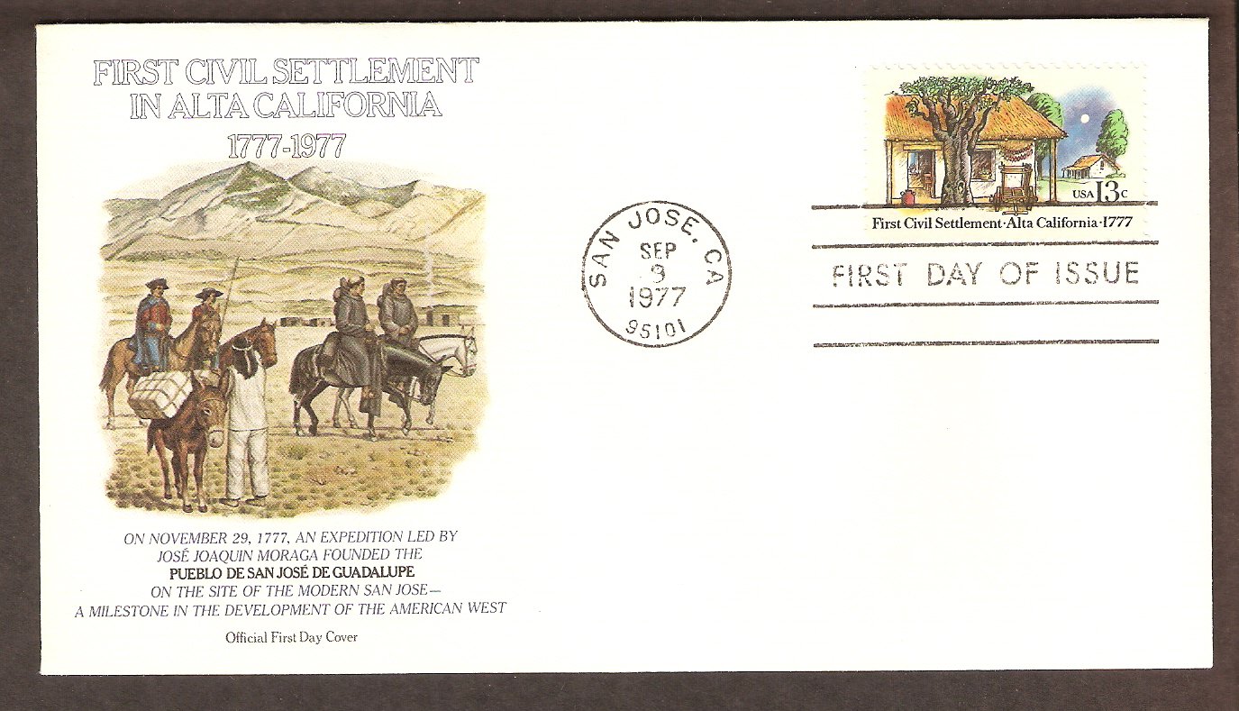 First Settlement in Alta California by Spain, Bicentennial, First Issue USA