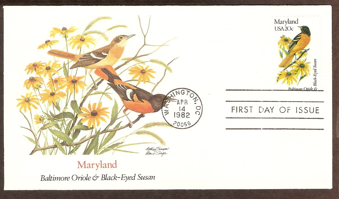 Maryland Birds and Flowers, Baltimore Oriole, Black-Eyed Susan, FW ...