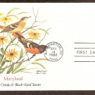Maryland Birds and Flowers, Baltimore Oriole, Black-Eyed Susan, FW First Issue USA