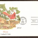 Illinois Birds and Flowers, Cardinal and Violet, FW First Issue USA