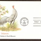 Delaware Birds and Flowers, Blue Hen Chicken and Peach Blossom, FW First Issue USA