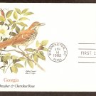 Georgia Birds and Flowers, Brown Thrasher And Cherokee Rose, FW First Issue USA