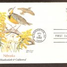 Nebraska Birds and Flowers, Western Meadowlark, Goldenrod, FW First Issue USA