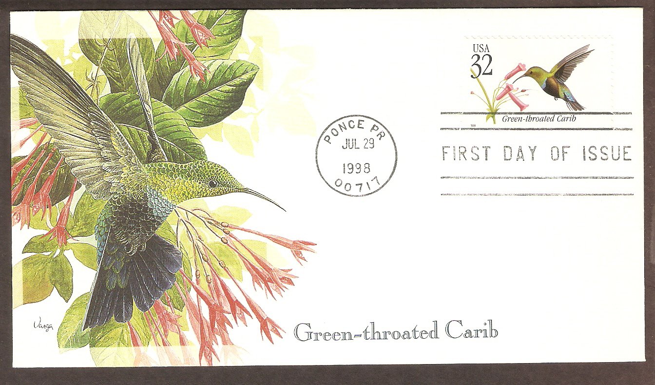 Tropical Birds, Green-throated Carib Hummingbird, Puerto Rico, First Issue USA