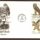 American Owls Great Horned, Barred, Great Gray, Saw-wet, First Issue USA