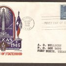 Texas Satehood Centennial, Austin, Staehle, 1945 First Day of Issue USA