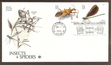 Insects and Spiders, Assassin Bug, Ebony Jewelwing, PCS, First Issue USA