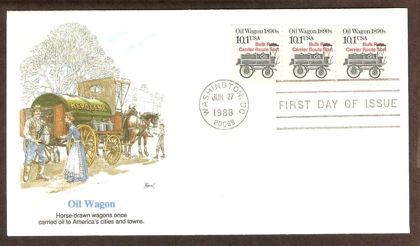 Horse Drawn Oil Wagon 1890s, FW First Day of Issue, USA