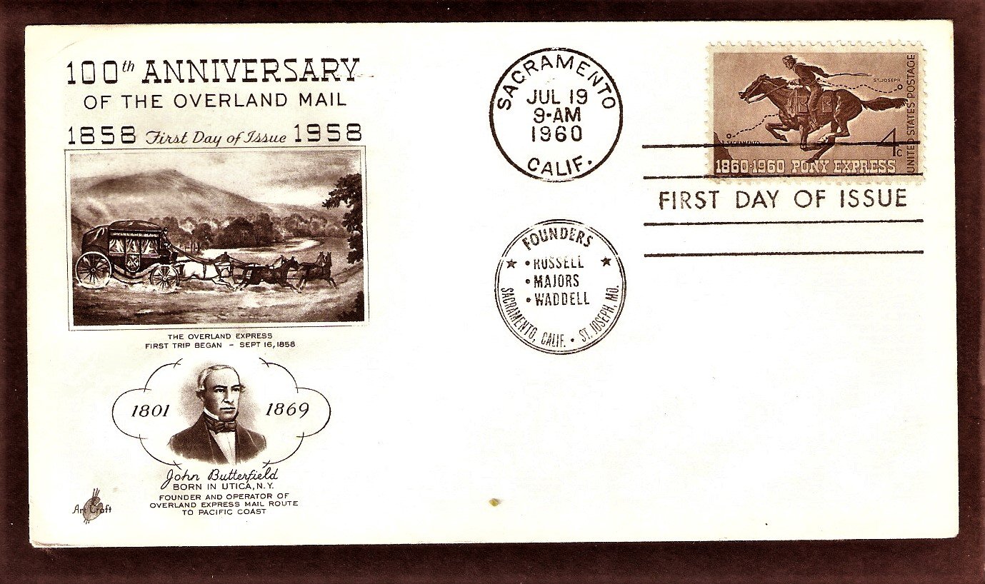 Pony Express Anniversary, Mail Carrier on Horse, 1960 USPS FDC