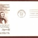 Edgar Allen Poe, Poet, 100th Anniversary, AM, 1949 First Issue USA Edgar Allen Poe, Poet, 100th Anniversary, AM, 1949 First Issue USA