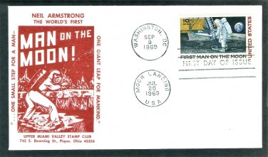 Apollo 11 Space Astronauts, First Man on Moon, NASA 1969 UMVSC  First Issue FDC