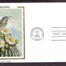 Arizona Birds and Flowers, Cactus Wren, Saguaro Cactus Blossom, CS First Issue USA