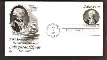 Bicentennial, Honoring  American Revolutionary Army  General Marquis de Lafayette, AC First Issue
