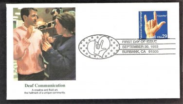 Deaf Communication, American Sign Language, "I Love You." FW 1993 USA FDC, First Day of Issue