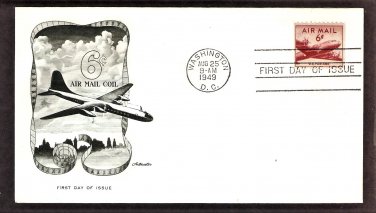 Air Mail Postage Stamp, DC-4 Skymaster Aircraft, AM, 1949 First Issue USA