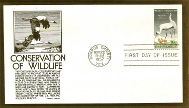 Whooping Cranes, Birds, First Issue, 1957, Anderson, Wildlife Conservation, USA