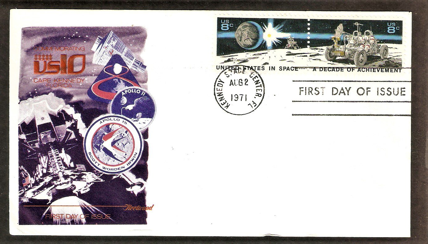 NASA Apollo 15, Moon Rover, Space Astronauts, 1971 First Issue, FW. Texas, USA