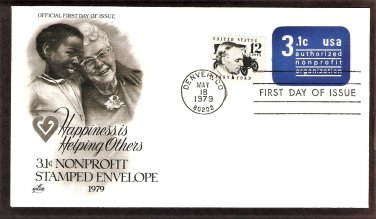 Authorized Nonprofit Organization Embossed Envelope, Happiness is Helping Others, First Issue USA