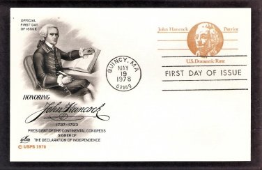 Patriot John Hancock Postal Card, First Issue USA