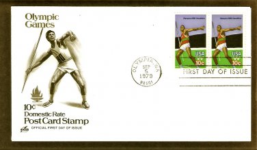 Olympics 1980, Decathlon, Javelin Thrower, First Issue USA