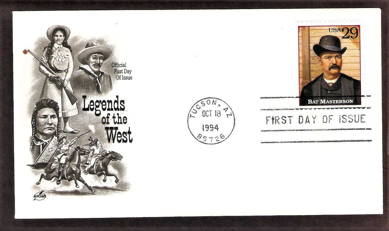 Bat Masterson, Legends of the West, Tucson,  Arizona, AC, First Issue, FDC USA