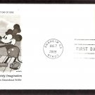 The Art of Disney Imagination, Mickey Mouse, Steamboat Willie, PCS, First Issue, FDC USA