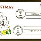Christmas 1988, Madonna and Child, One-Horse Open Sleigh and Village Scene,  Ellis Hand Colored, FDC