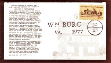 Bicentennial Drafting the Articles of Confederation, Williamsburg, VA, LGS, First Issue USA