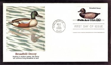 Broadbill Decoy, Duck Decoys Folk Art Carvings, FW, First Issue USA FDC