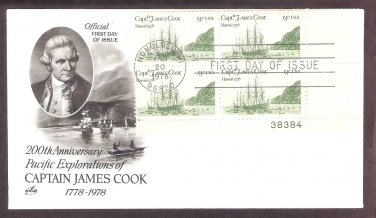 Captain James Cook 200th Anniversary, Hawaii, Plate Block, First Issue USA