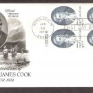 Captain James Cook 200th Anniversary, Hawaii Block of 4 Stamps, First Issue USA
