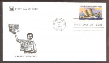 25th Anniversary, Hawaii Statehood, Eastern Polynesian Canoe, RD, First Issue USA