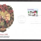 Christmas 1988, Madonna and Child, One-Horse Open Sleigh and Village Scene, FW, FDC