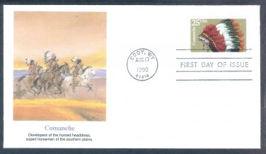Comanche Indian Headdress Native American, FW, First Issue USA FDC