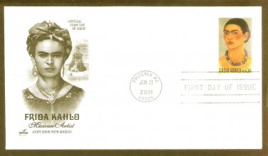 Honoring Mexican Painter Frida Kahlo, FDC, AC, First Day of Issue USA