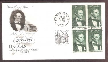 Beardless Abraham Lincoln, Log Cabin 1959 Hodgenville, Kentucky, AC, First Issue USA