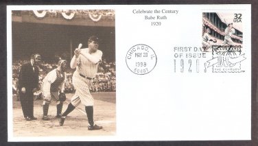Babe Ruth 1920, 1920s, Mystic, First Day of Issue USA!