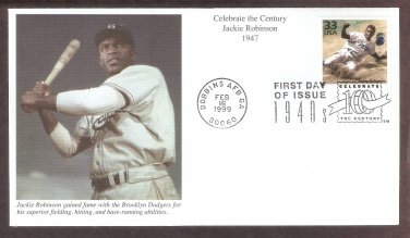 Honoring Jackie Robinson, Baseball, Brooklyn Dodgers, Celebrate the Century 1940s, Mystic, FDC