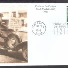 Stock Market Crash 1929, CTC 1920s, Mystic, First Day of Issue USA!