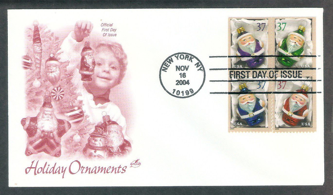 USPS Christmas Stamps 2004 Santa Claus Ornaments First Issue USA