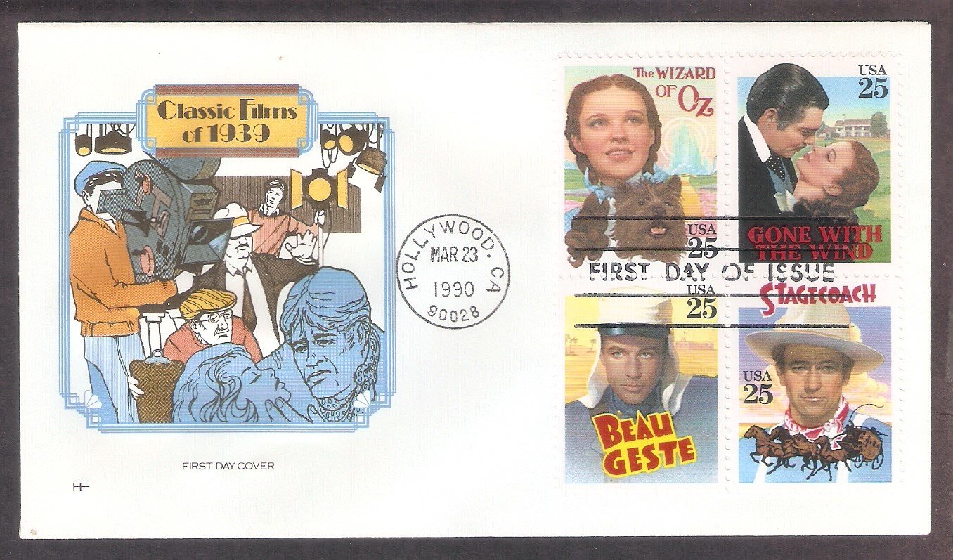 Wizard of Oz, Gone With the Wind, John Wayne,  Gary Cooper, HF, First Issue FDC USA