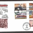 5 Locomotives, All Aboard, USPS US AM, First Issue FDC USA