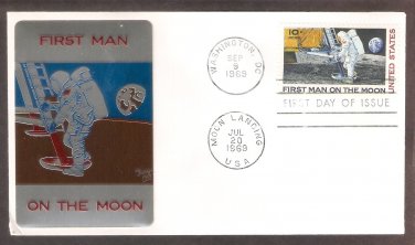 Apollo 11 Space Astronauts, First Man on Moon, NASA 1969, Sarzin Metal Cachet, First Issue USA