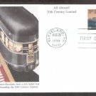 Streamliner 20th Century Limited J3A Locomotive USPS, Mystic, First Issue FDC USA